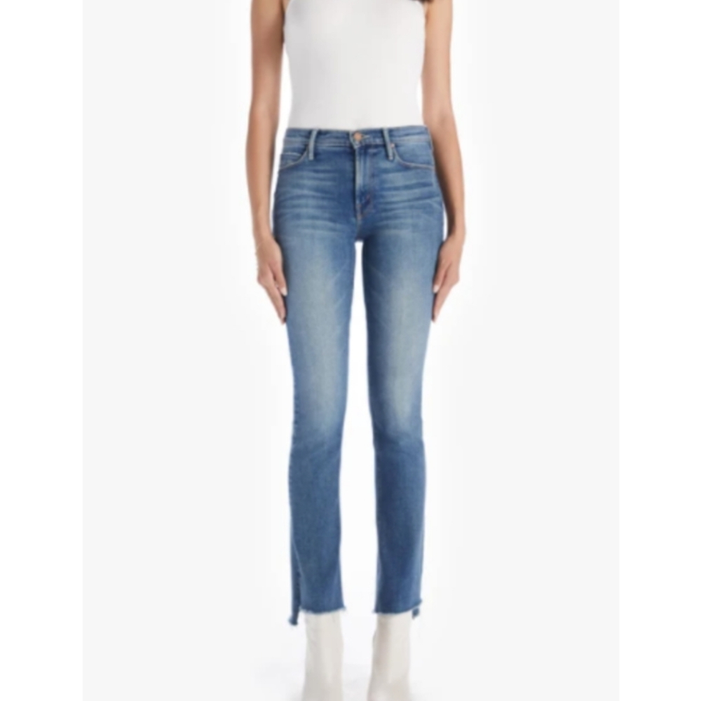 MOTHER Blue High-Rise Slim Straight Jeans